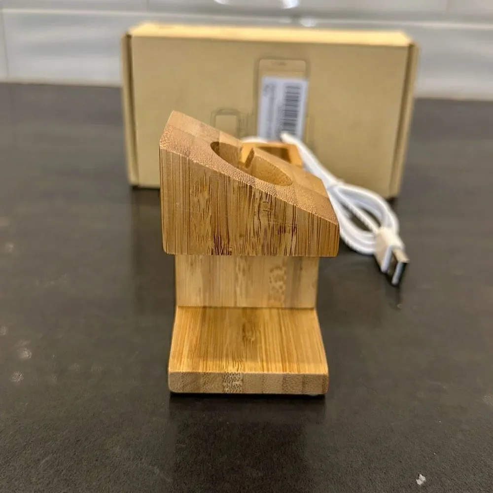 Bamboo Apple Charging Stand-NWOT
